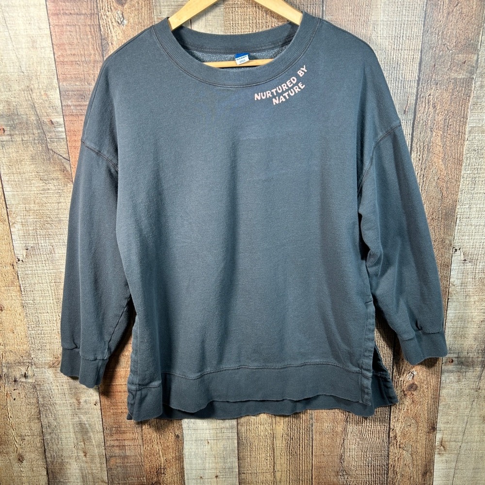 Old Navy Gray Nurtured by Nature Sunset Graphic Sweatshirt Pockets Medium M